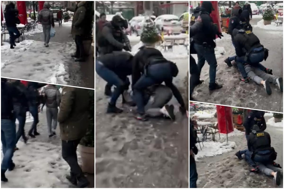 ČOVEK LAGANO ŠETA TROTOAROM, U SLEDEĆEM TRENUTKU GA OPKOLJAVA POLICIJA I OBARA NA BETON Prolaznici u šoku gledali scenu koja se odigrala u Beogradu (FOTO)