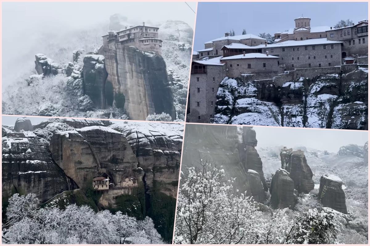 SNEG ZAVEJAO SVETU GORU I DRUGE MANASTIRE U GRČKOJ! Zabeleli se Meteori i planine na Halkidikiju, vejalo i na širem području Soluna (FOTO, VIDEO)