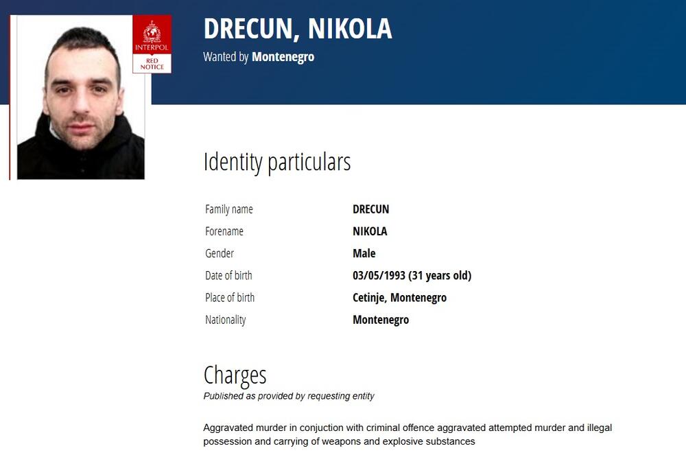 Indictment Filed Against Nikola Drecun for Double Murder in Cetinje