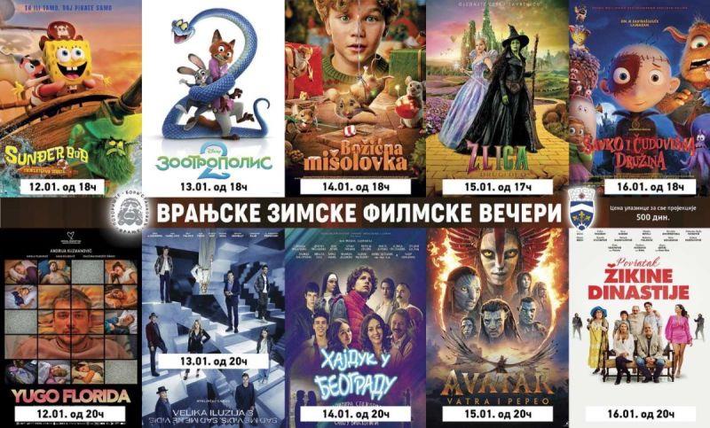 POČINJU "VRANJSKE ZIMSKE FILMSKE VEČERI" Projekcije dečijih i filmova za odrasle od 12. do 16. januara: Pogledajte repertoar (FOTO)