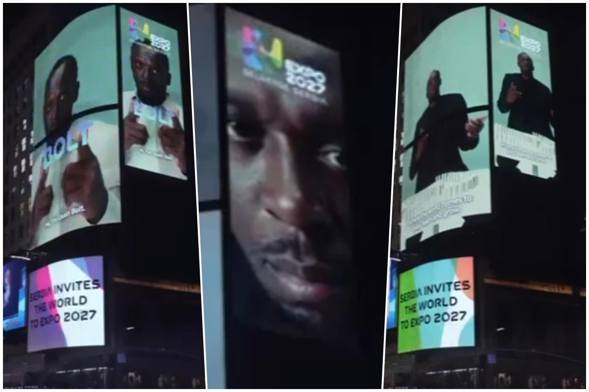 EXPO 2027 at the top of the world! Usain Bolt in Times Square, New York invites the whole world to come to Belgrade next year