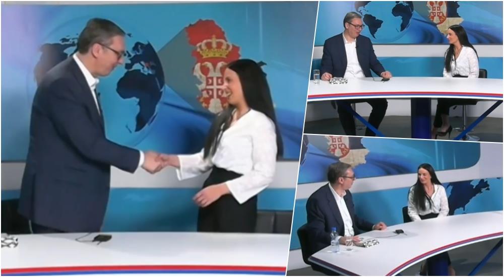 GRANDSON OF DOBRICA ERIĆ ENTERED THE STUDIO DURING VUČIĆ'S INTERVIEW, GAVE HIM A GIFT! The President told her: "The greatest gift for Serbia is that you have six children"