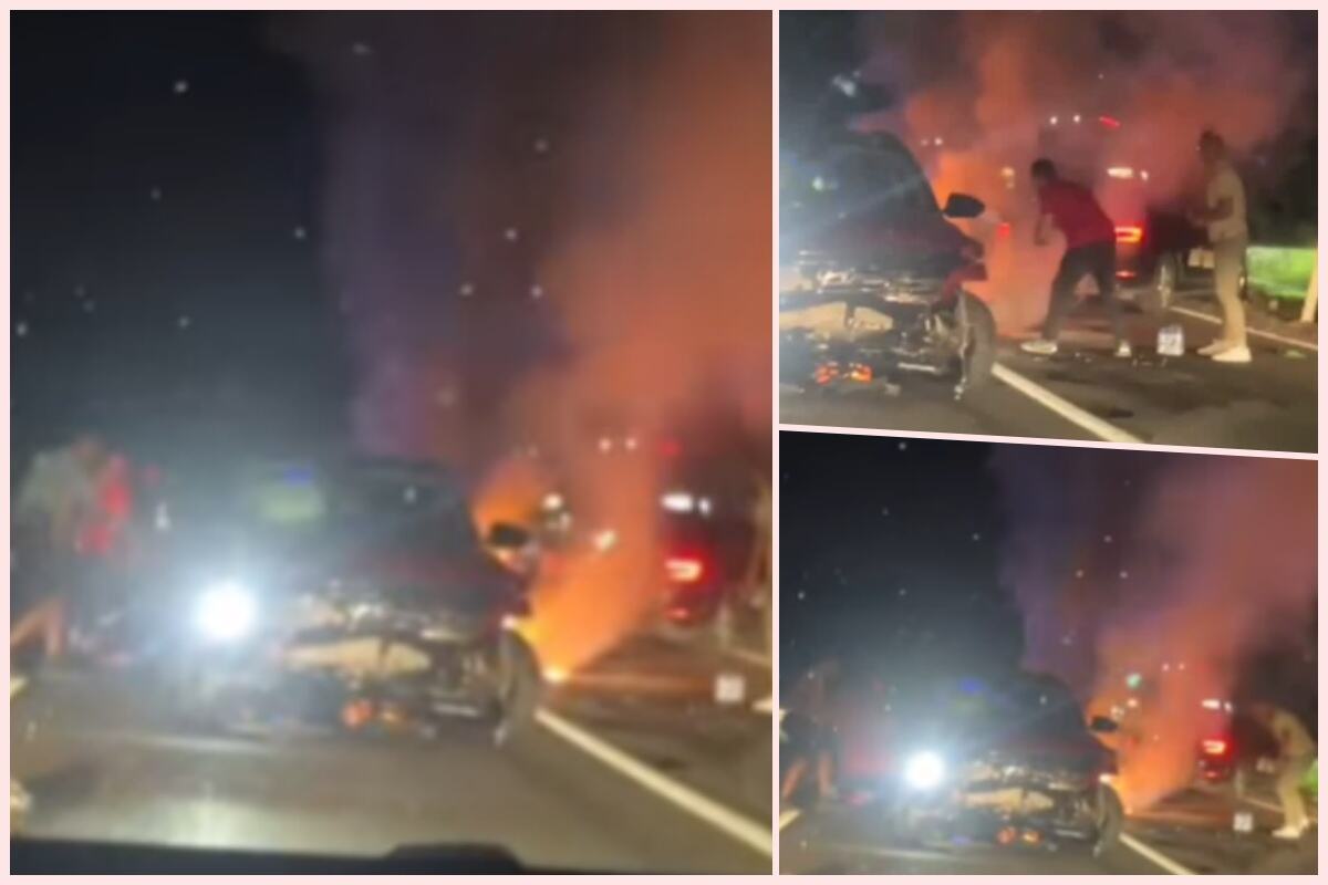 TWO MOTORCYCLES CAUGHT FIRE, CAR DESTROYED! Serious accident near Podgorica, horrific scenes on the road (VIDEO)