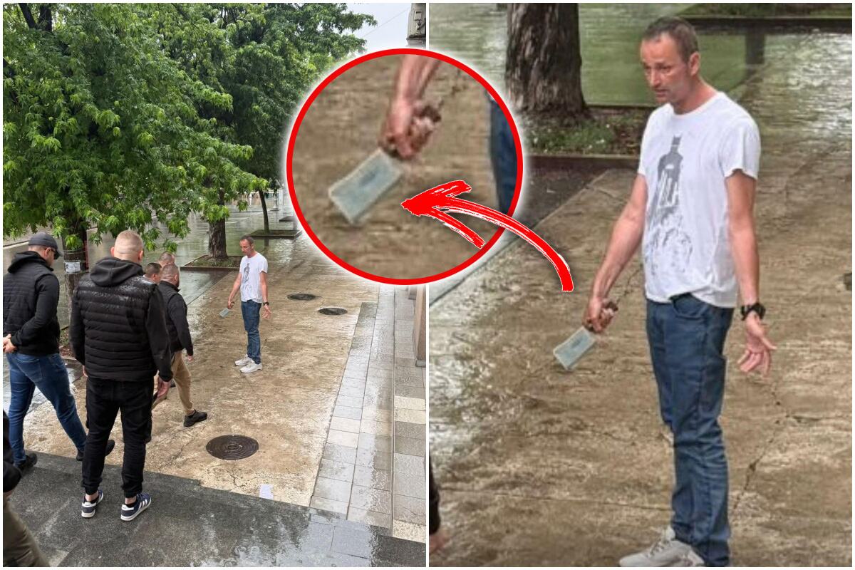 BLOCKADER ASSAULTED ACTIVISTS OF SNS WITH A CLEAVER IN LAZAREVAC. Horrific attack in the city center: He tried to cut a banner and endangered citizens' safety.