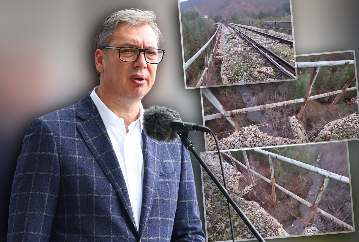 KAKO IZGLEDA PRUGA KOJU JE VUČIĆ SPOMENUO DANAS: Pruga stara 50 godina, niko nije ulagao u nju, ograda na mostu samo što ne padne (VIDEO)