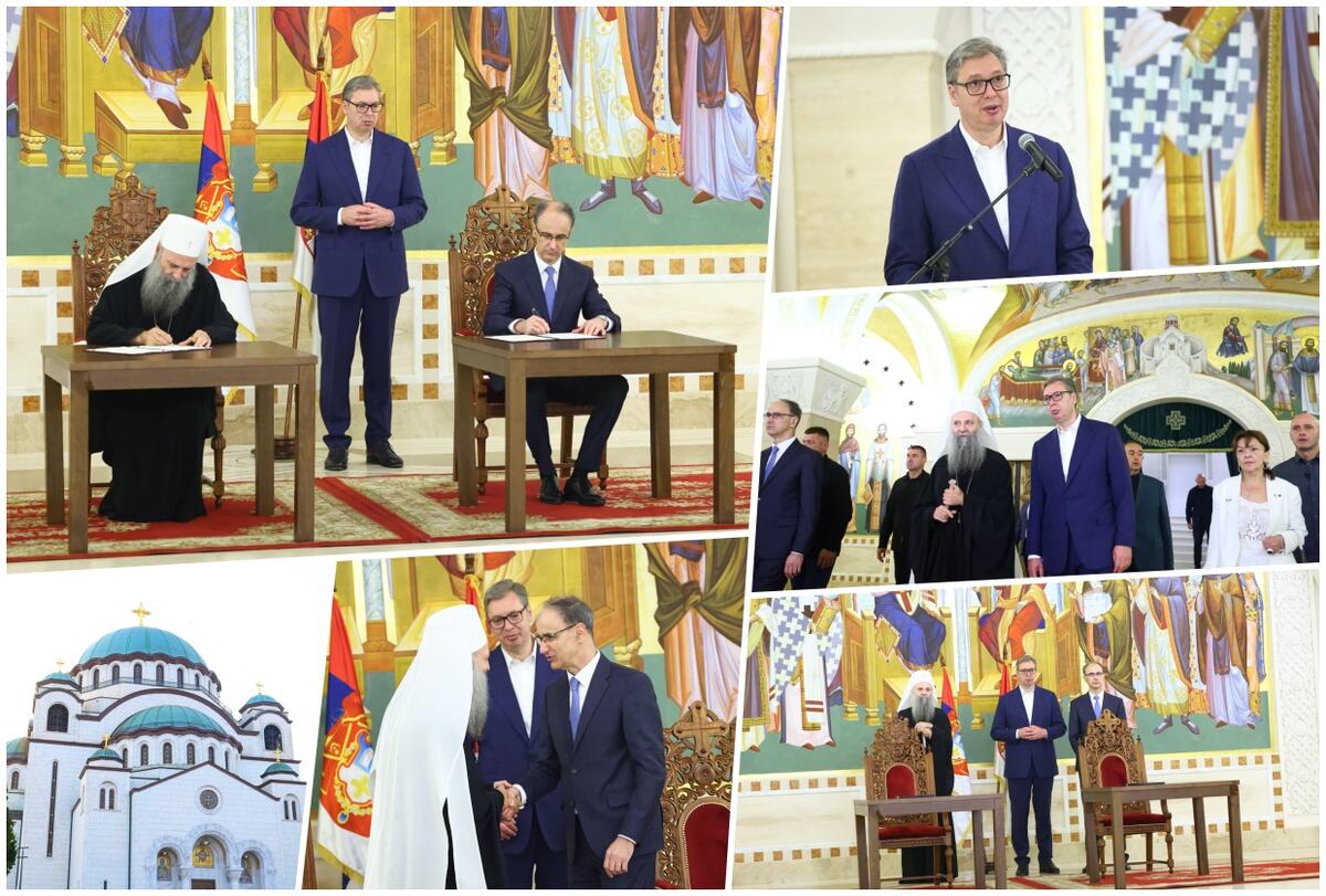 НА ВИДОВДАН СЕ СВЕ ВИДИ! Президент Вучић у Храму Светог Саве присуствовао потписивању уговора о завршетку радова