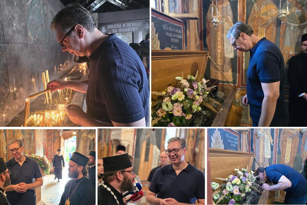 Predsednik Vučić obiskal samostan Tumane in izrazil optimizem