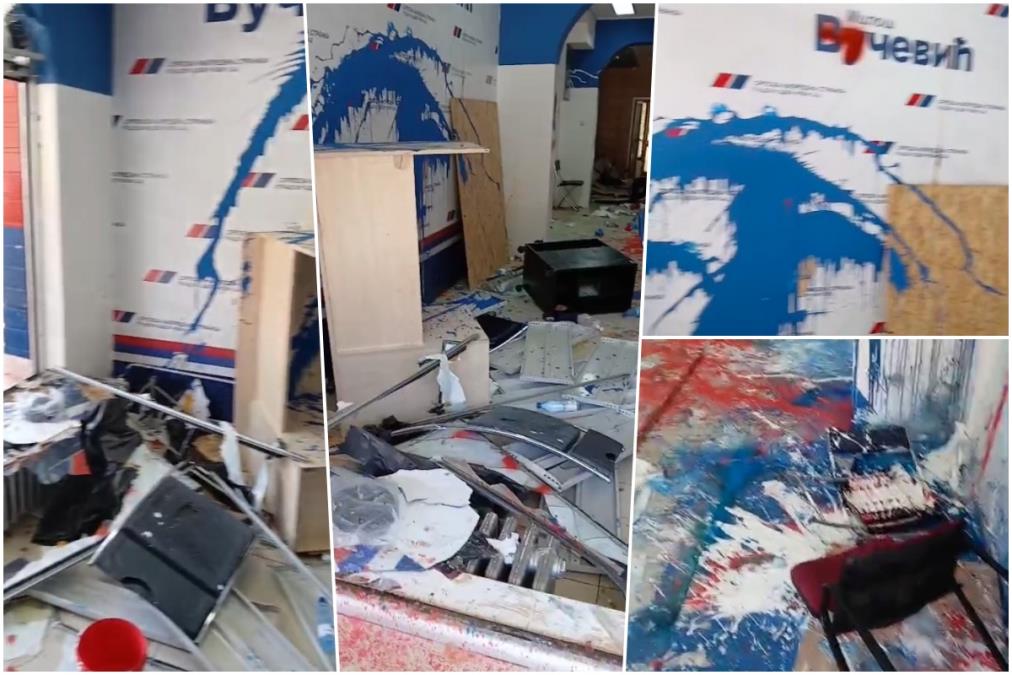 KURIR UŠAO DEMOLIRANE PROSTORIJE SNS U NOVOM SADU! Blokaderi ostavili pakao iza sebe, neviđeni izliv mržnje na svakom koraku (VIDEO)