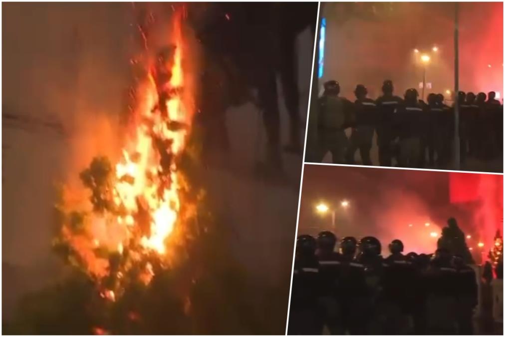 ODLUČILI DA SPALE BEOGRAD, BRUTALNO NAPALI POLICIJU Blokaderi pripadnike MUP zasipaju pirotehnikom i hemijskim sredstvima - policija MIRNO STOJI I TRPI! VIDEO