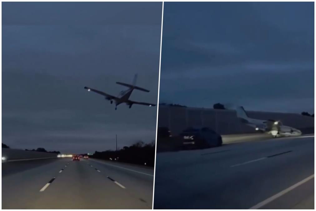 STRAVIČAN SNIMAK SUDARA AVIONA I AUTOMOBILA: Letelica se zabila u vozilo na autoputu usred špica! (VIDEO)