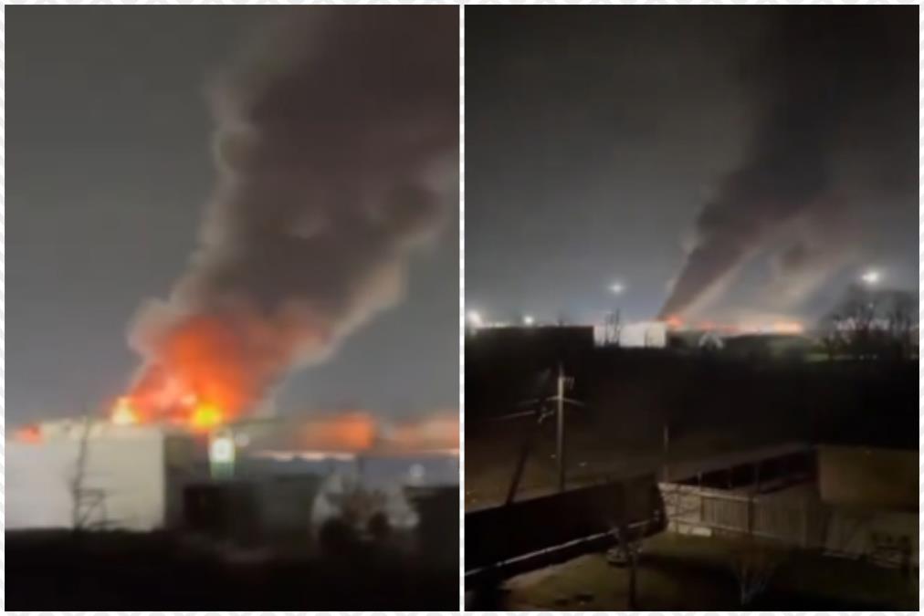 RUSKO SKLADIŠTE NAFTE U PLAMENU! Strahovit napad Ukrajine tokom noći: Odjeknule eksplozije u Krasnodarskom kraju (VIDEO)