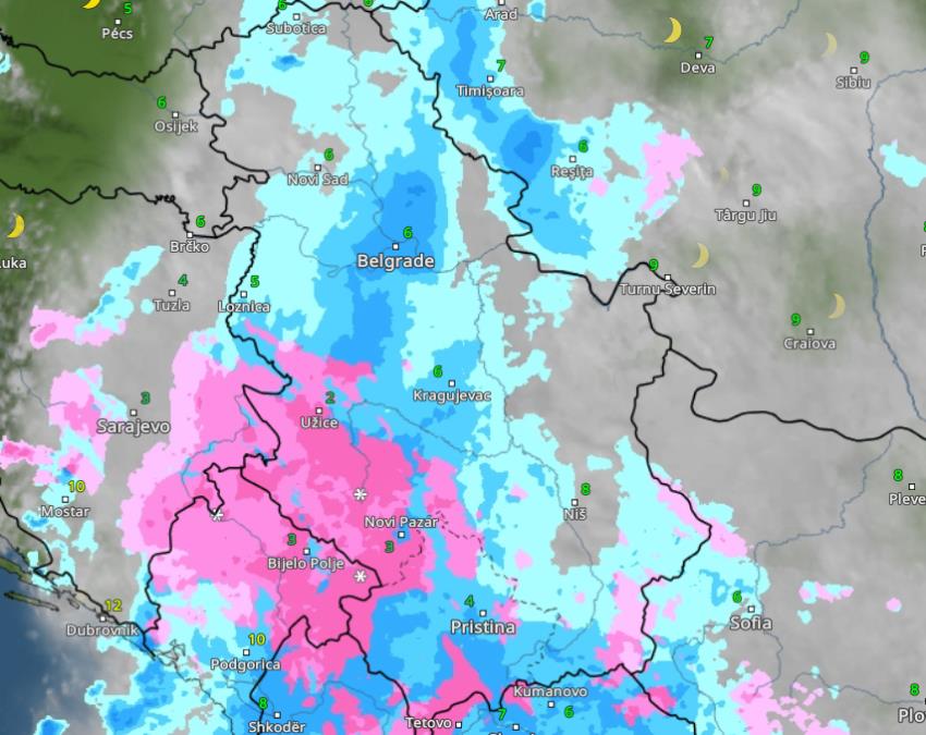 (MAPA) Svi radarski snimci pokazuju da će uskoro početi da pada sneg u Srbiji! Pogledajte gde će se sve zabeleti, vremenska prognoza za naredne dane