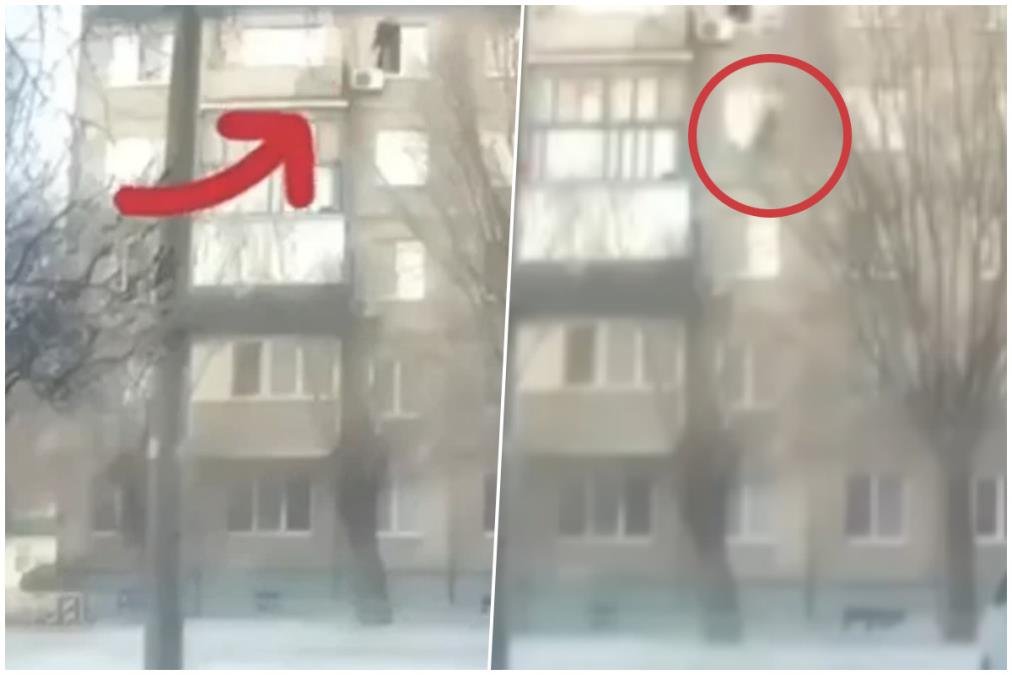 PALA S PETOG SPRATA I PREŽIVELA! Neverovatan snimak: Čistila klima uređaj, srušila se s prozora, a onda je usledio šok - ustala i otišla (VIDEO)