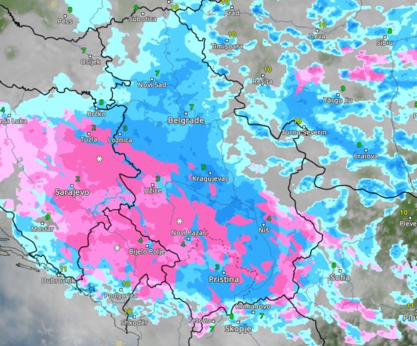 (MAPA) KIŠA ĆE PADATI 72 SATA BEZ PRESTANKA, A ONDA POČINJE SNEG Evo koji delovi Srbije će biti na udaru, hitno se oglasio RHMZ
