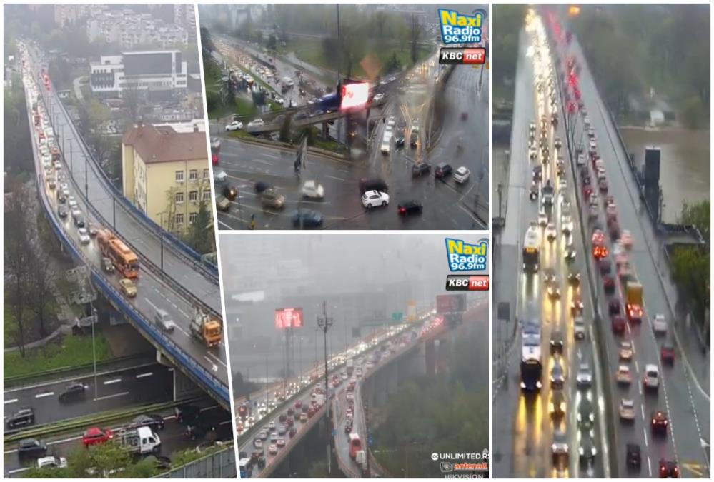 KRKLJANAC NA GAZELI I AUTOKOMANDI: Gužve i na Brankovom ali u smeru za Novi Beograd, kiša koja ne prestaje da pada usporava saobraćaj (FOTO)