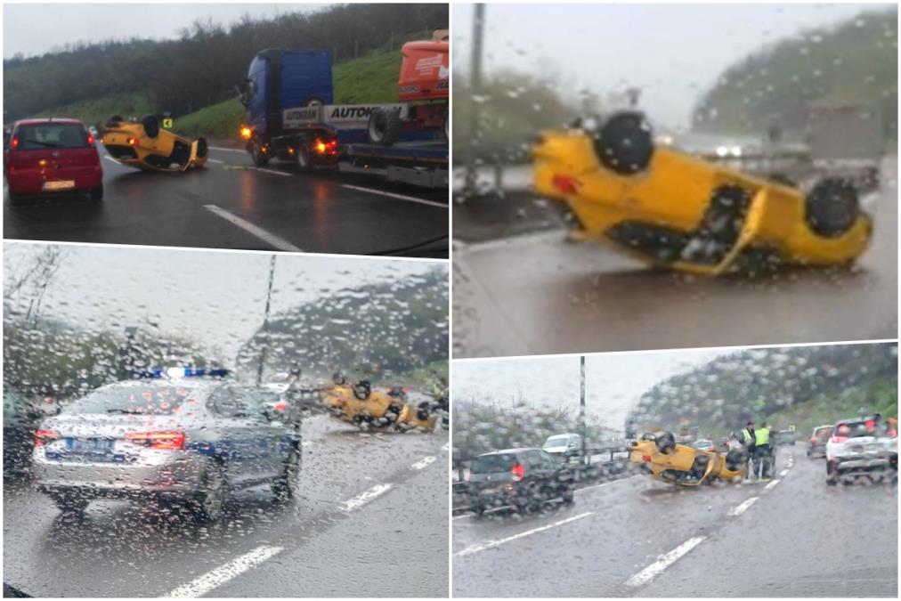JEZIVA SCENA KOD BUBANJ POTOKA Automobil prevrnut na krov - Policija na licu mesta (video/foto)