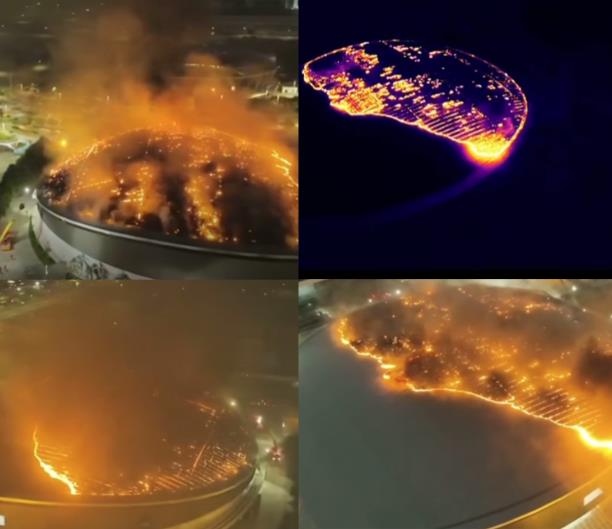 HOROR SCENE, OVO JE ZASTRAŠUJUĆE... VATRA GUTA SVE PRED SOBOM! Krov olimpijske dvorane potpuno izgoreo, jezivi kadrovi obilaze planetu! VIDEO