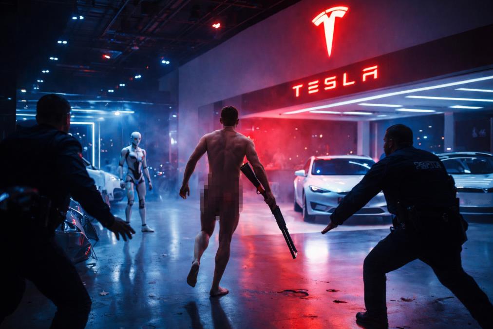 Nag muškarac sa sačmarom upao u Tesla centar: Grad u šoku nakon jutarnjeg haosa!