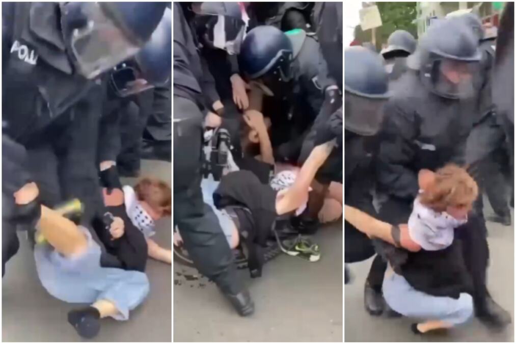 OVAKO SE NEMAČKA POLICIJA OBRAČUNAVA SA ŽENAMA KOJE MIRNO PROTESTUJU Grubo obaraju na pod, pa bez milosti vuku! Tretiraju je kao opasnost po bezbednost VIDEO
