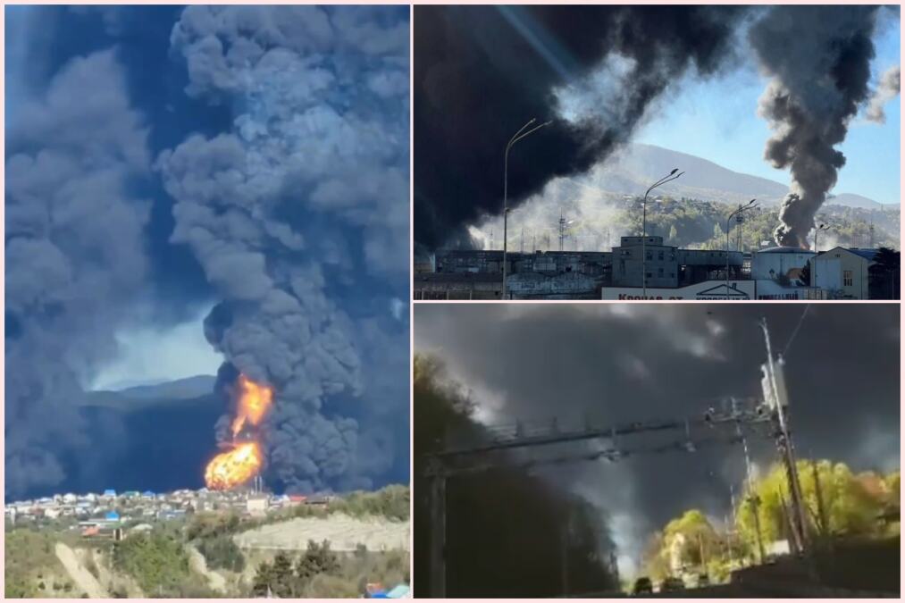UKRAJINA PONOVO NAPALA TUAPSE! Apokaliptične scene u ruskoj rafineriji, oblaci crnog dima POTPUNO PREKRILI NEBO, prizori STRAVE i UŽASA iznad luke (FOTO/VIDEO)