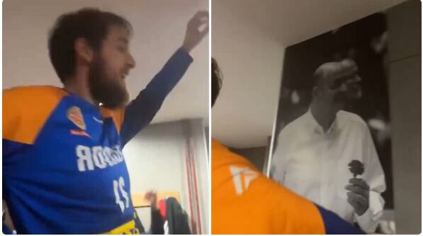 POSTER DUŠKA VUJOŠEVIĆA, UVREDE ZA ZVEZDU, SOČNA PSOVKA... Isplivao snimak slavlja iz svlačionice Zlatibora posle velike pobede u meču koji je obeležila TUČA!