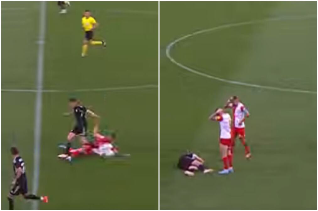HOROR POVREDA MLADOG SRPSKOG FUDBALERA! Bivši igrač Crvene zvezde uklizao, pa posle nekoliko sekundi došao do protivnika i odmah se uhvatio za glavu