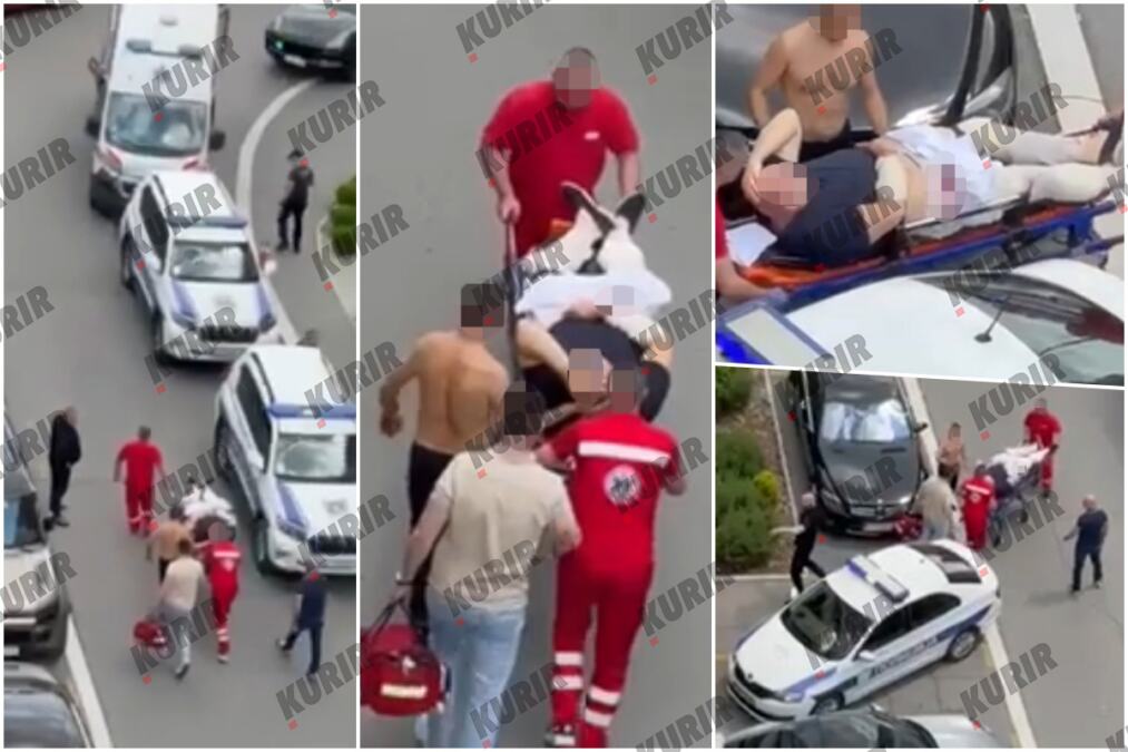 POGLEDAJTE KAKO HITNA IZNOSI RANJENOG VLASNIKA RESTORANA: Leži na nosilima, u zavojima i krvav, a pored njega je sve vreme ON (foto, video)