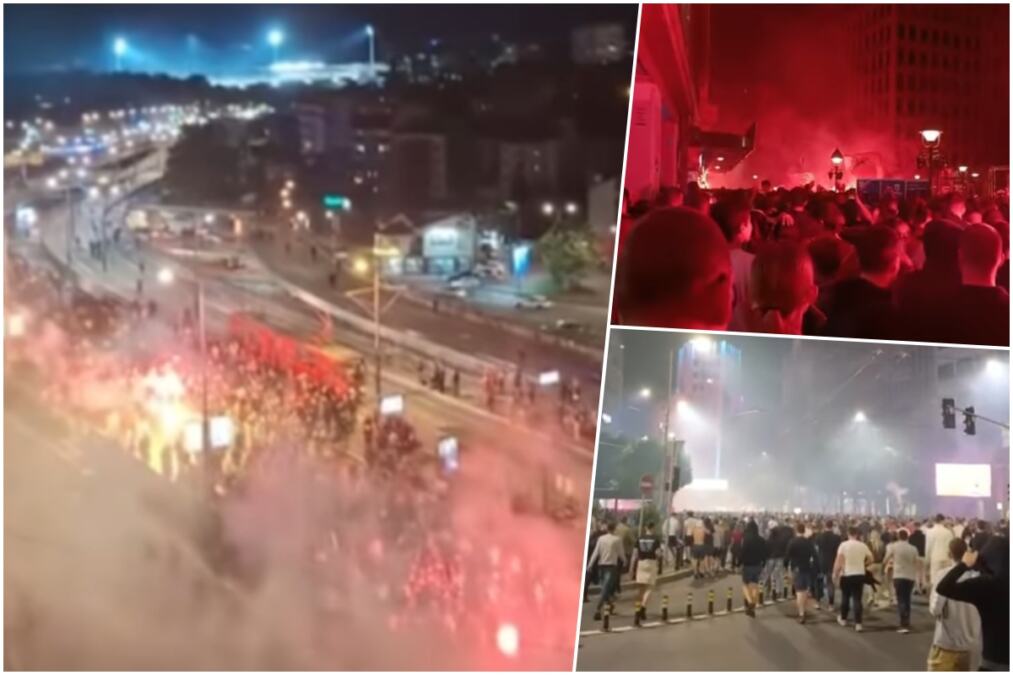 VELIKA CRVENO-BELA ŽURKA U CENTRU BEOGRADA! Hiljade navijača Zvezde slavi titulu - ori se pesma, pršte baklje, puca vatromet na sve strane (VIDEO)