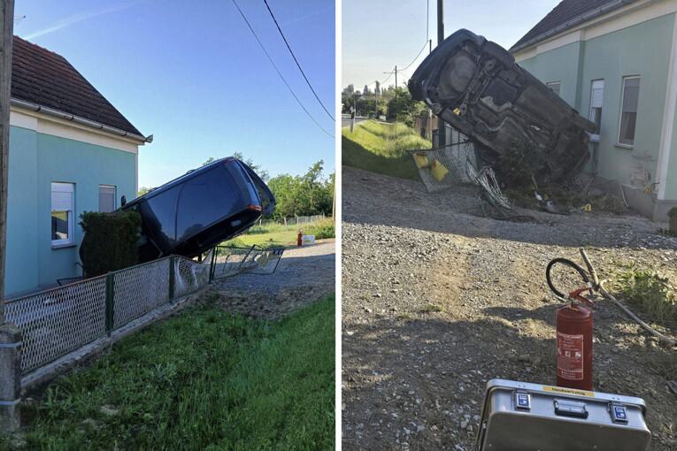 VOZILA PIJANA, PA KOLIMA SLETELA U DVORIŠTE KUĆE - NAGLAVAČKE! Pogledajte nesvakidašnju nesreću: "Zamislite spavate i vidite AUTOMOBIL pod PROZOROM!" (FOTO)