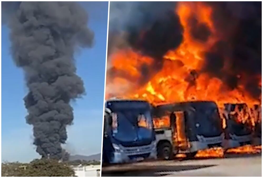 SKORO 30 AUTOBUSA IZGORELO U POŽARU, GUSTI CRNI DIM PREKRIO 