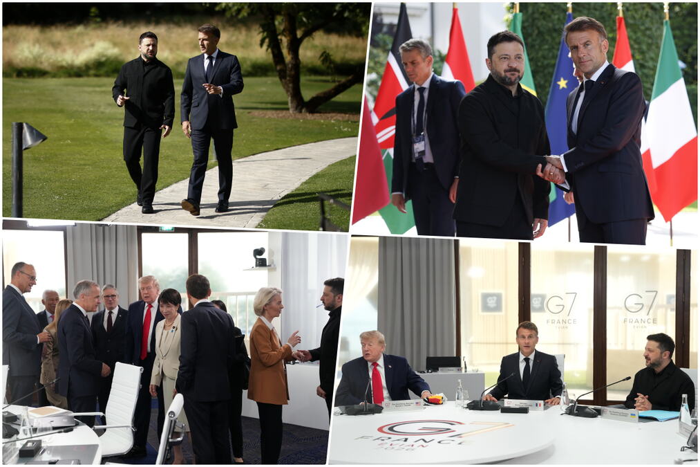 ZELENSKI NA SAMITU G7, DOČEKAO GA MAKRON, BEZ RUKOVANJA SA TRAMPOM? Francuski predsednik seo između lidera Amerike i Ukrajine (FOTO)