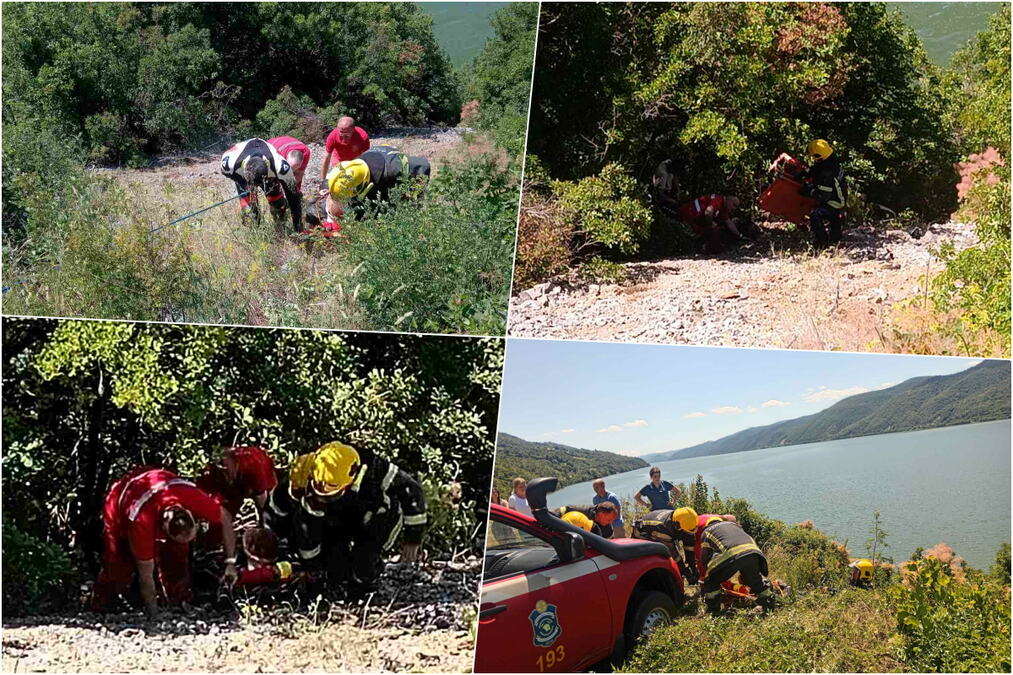 JEZIVA SAOBRAĆAJNA NESREĆA KOD KLADOVA: Motociklista sleteo u ambis dubok 30 metara, vatrogasci-spasioci ga izvlačili! (FOTO)