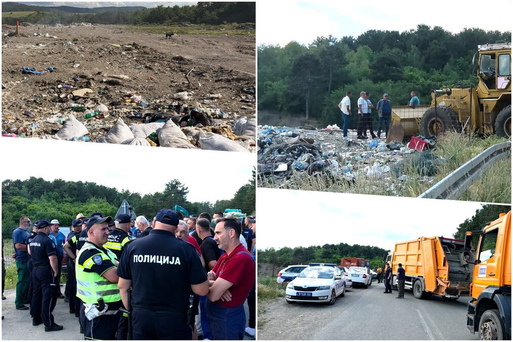 Haos kod deponije Goveđak: Meštani telima brane da uđu mašine, jake snage policije na licu mesta a saobraćaj potpuno blokiran (FOTO)(VIDEO)