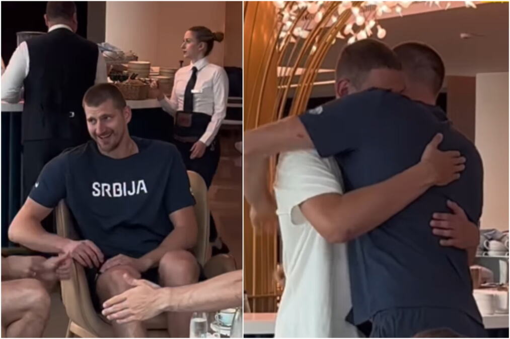 NIKOLA JOKIĆ NA OKUPLJANJU REPREZENTACIJE KAO NAJSREĆNIJI ČOVEK NA SVETU! Somborac izgrlio svakog ko mu je prišao, smejao se, ćaskao...