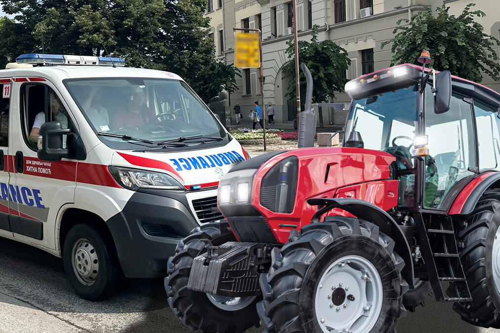 MOTORISTA TEŠKO POVREĆEN U SUDARU SA TRAKTOROM Teška saobraćajna nesreća kod Leskovca