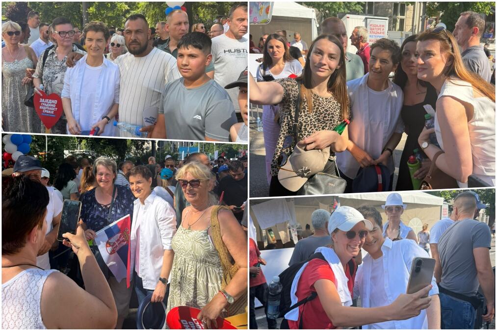 ANA BRNABIĆ MEĐU NARODOM NA SKUPU "SRBIJA JEDNA PORODICA": Građani se tiskali da naprave selfi i zagrle predsednicu Skupštine (FOTO)