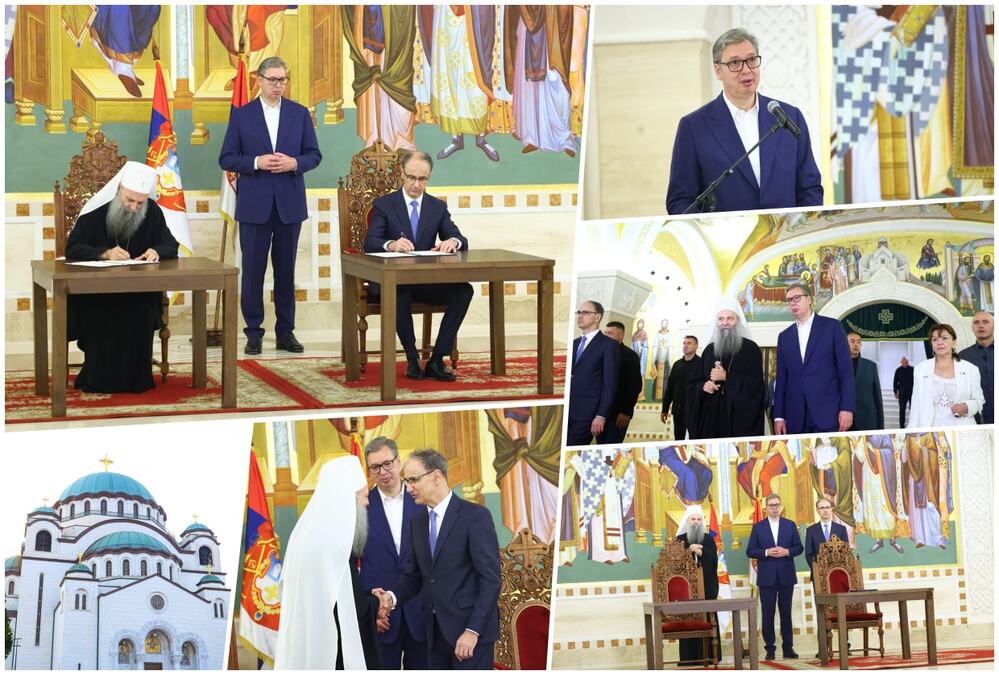 NA VIDOVDAN SE SVE VIDI! Predsednik Vučić u Hramu Svetog Save prisustvovao potpisivanju ugovora o završetku radova - Država uložila 94 miliona evra u svetinju