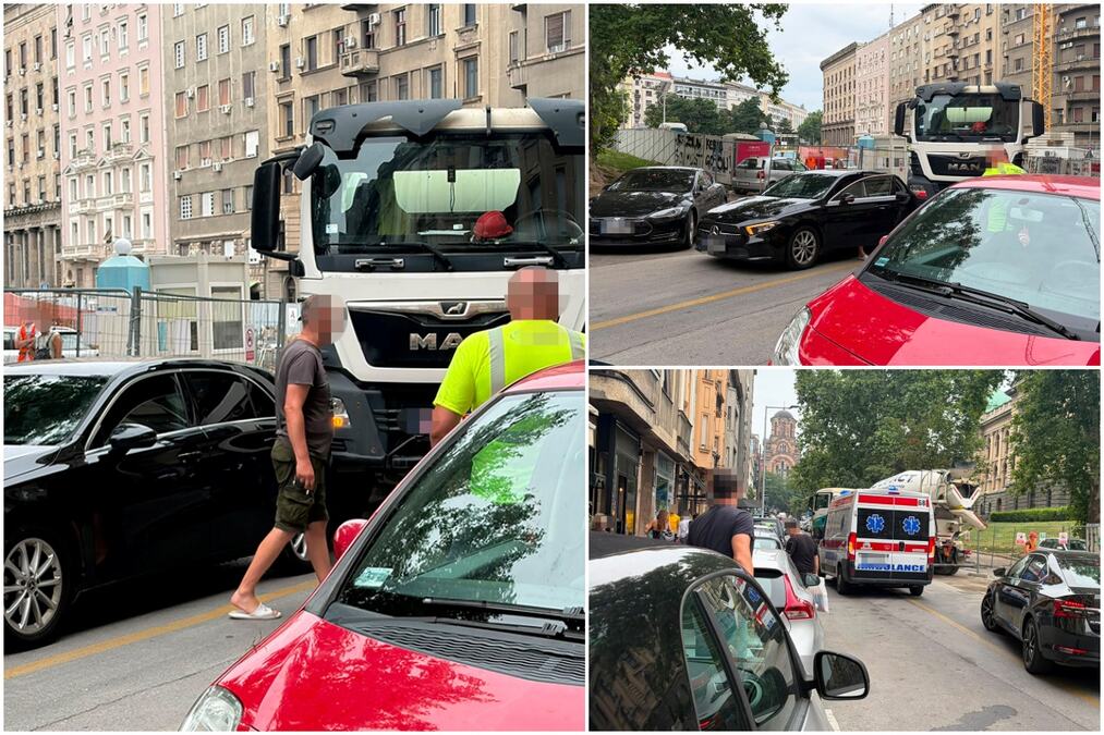 SUDAR KAMIONA I AUTOMOBILA U CENTRU BEOGRADA Kosovska ulica blokirana, na licu mesta i Hitna pomoć