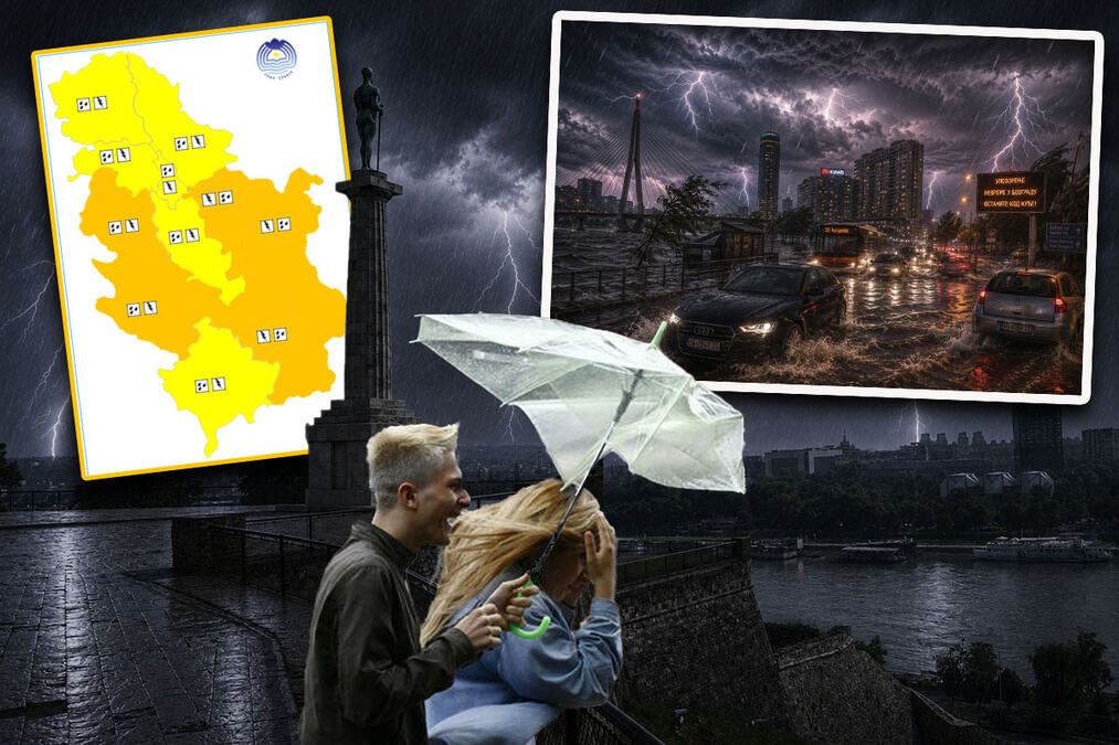 BEOGRAD DANAS NA UDARU JAKOG NEVREMENA Sručiće se silna kiša uz gromove i olujni vetar! Temperature se prepolovile, u ovom gradu u Srbiji jutros samo 15 stepeni