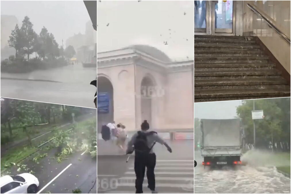 NEVREME BIBLIJSKIH RAZMERA POGODILO RUSIJU: Moskva pod vodom, snažan vetar čupao drveće, grad zasuo ulice Sankt Peterburga - šire se snimci užasa (VIDEO)