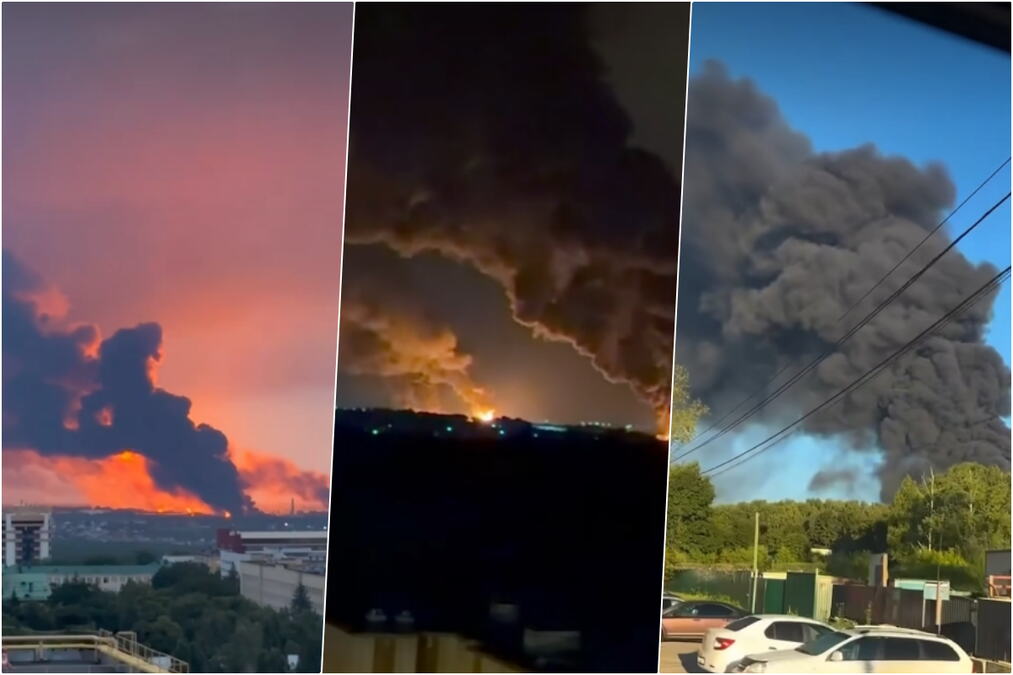 ŽESTOK UKRAJINSKI NAPAD NA RUSKU NAFTNU INDUSTRIJU! Odjeknule eksplozije, skladišta nafte u plamenu, stanovništvo evakuisano: Zelenski objavio snimke (VIDEO)