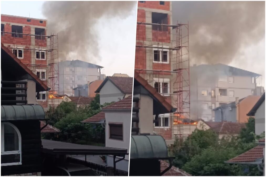 GORI STAMBENI OBJEKAT U ČAČKU! Vatra guta krovnu konstrukciju: Vatrogasci hitno izleteli na teren, dramatične scene u centru grada (VIDEO)