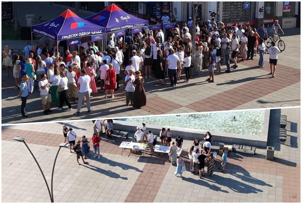 SRBIJA DEFINITIVNO POBEĐUJE, SLIKE IZ ČAČKA GOVORE SVE! Kod SNS-a puni štandovi, narod dolazio sa svih strana, kod blokadera u isto vreme bilo 25 ljudi (FOTO)