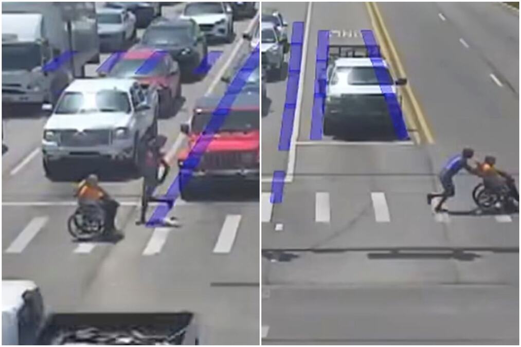 NEVEROVATNA SCENA NA PROMETNOM PUTU! Čovek u invalidskim kolicima ostao zaglavljen usred 6 traka, a onda se pojavio PRAVI SPAJDERMEN (VIDEO)