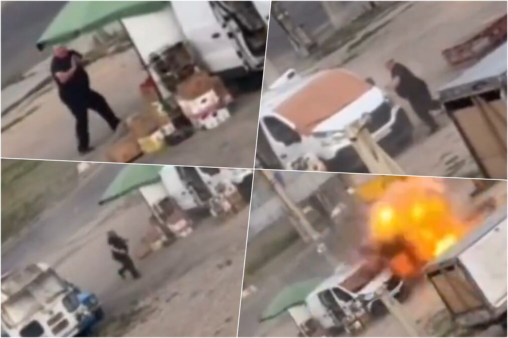 STVORIO SE NIOTKUDA, A ONDA JE USLEDIO HOROR! Sve se odigralo za sekundu, objavljen jeziv snimak napada dronom na čoveka u Hersonu (VIDEO)