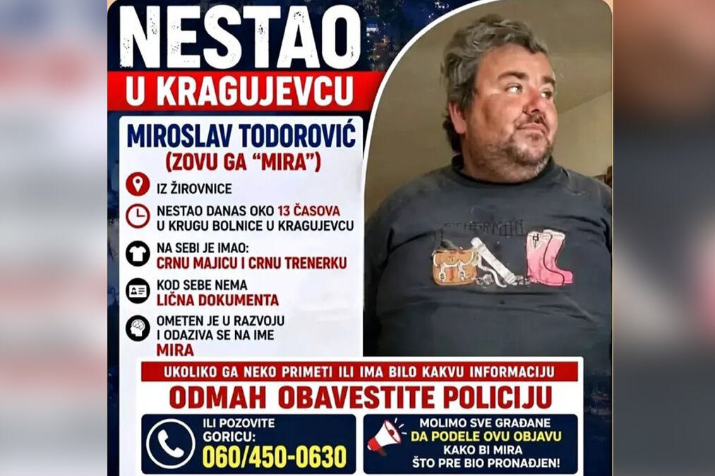 NESTAO MIROSLAV IZ KRAGUJEVCA: Poslednji put viđen kod bolnice, porodica i građani apeluju za pomoć (FOTO)