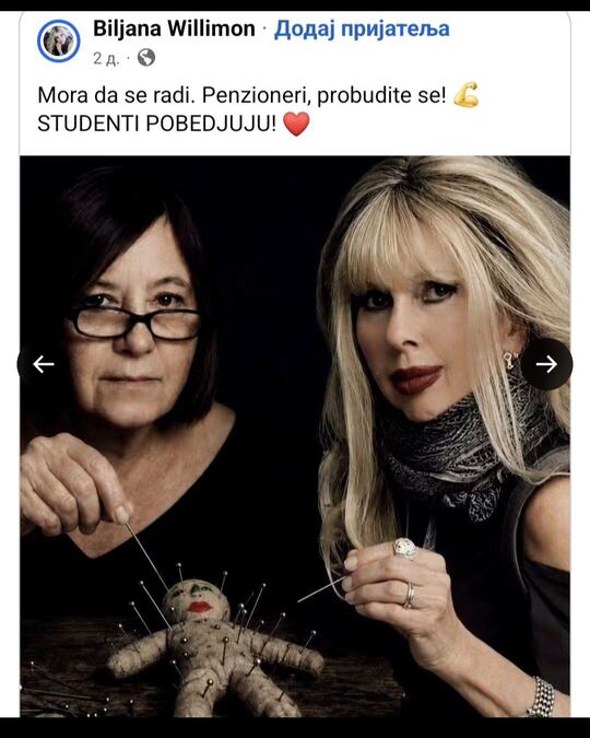 MORBIDNA KAMPANJA BLOKADERA - VUDU LUTKAMA NA PENZIONERE! Biljana Vilimon zabada igle i viče: "Penzioneri, probudite se"