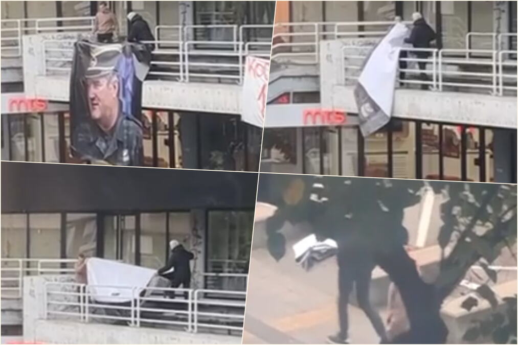 Blokaderi skinuli baner generalu Mladiću u Valjevu