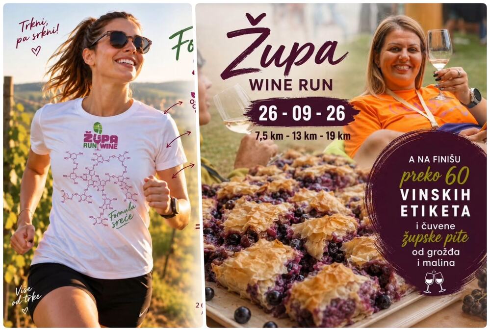 ALEKSANDROVAC DANAS POSTAJE CENTAR VINA I DOBRE ZABAVE! Jubilarna Župska vinska trka donosi trčanje kroz vinogorje i bogat program
