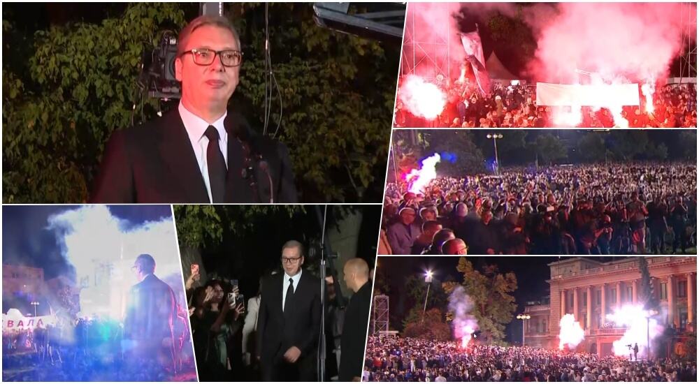 VELIČANSTVENI PRIZORI ISPRED PREDSEDNIŠTVA SRBIJE! Narod se okupio da iskaže podršku Vučiću: Predsednik pozdravljen ovacijama (FOTO)